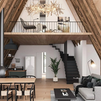 Vente chaude Quacent De Luxe Sips A-Frame Villa Basse Maison Modulaire Isolée À La Chaleur Préfabriquée Petite Maison Triangle Pour Appartement Pref