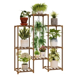 Support de <span class=keywords><strong>plante</strong></span> <span class=keywords><strong>en</strong></span> <span class=keywords><strong>bois</strong></span> intérieur extérieur étagère à fleurs supports de plantes à plusieurs niveaux pour plusieurs plantes grand support de jardinière étagères suspendues support - Product Image 1