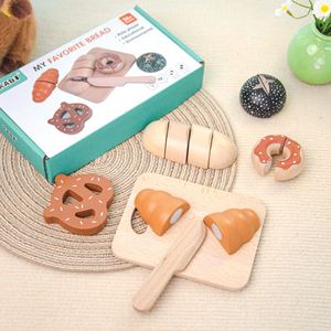 Educational Wooden Play Set <b>Magic</b> Sticker Bread Vegetable Donut Cutting Fun Combination for Kids' Kitchen Roleplay - Product Image 1