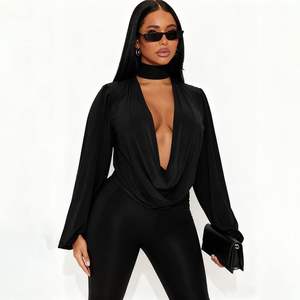 Conjunto de Pantalones y Top de Manga Larga con Cuello en V para Mujer, Estilo Sexy 2026, Vestido de Fiesta Ajustado de Satén para Club - Product Image 4