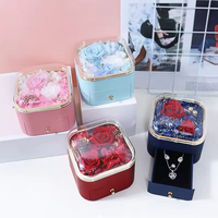 Muttertagsgeschenk Weihnachten Chinesisches Neujahr Neujahrsgeschenk Quadratische Konservierte Ewige Rose Natürliche Dekorative Blume für Valentinstag