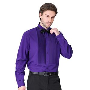 Kemeja Pria Musim Semi Musim Panas Model Terbaru Gaya Prancis Kerah Kotak Berhias Mutiara Warna Putih Polos Bahan Polyester Spandex untuk Remaja/Pendamping Pria Terbaik - Product Image 5