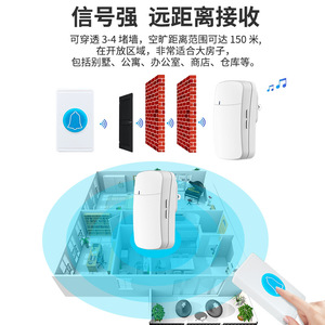 Sonnette sans fil pour usage domestique sans câblage, pour personnes âgées et enfants, bouton d'appel, intelligente sans fil, norme américaine - Product Image 2