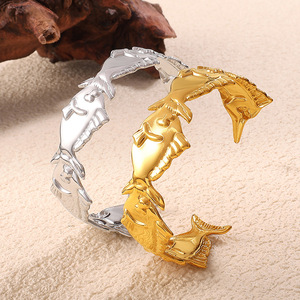 Dolphin Shape Gold Plated <b>Cuff</b> <b>Bracelet</b> For Women Fashion Jewelry Animal Design Open Bangle Stainless Steel 18K Plated - Product Image 2