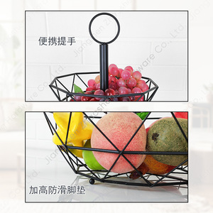 Three Tier Geometric Fruit Basket Black <b>Standing</b> Type For Kitchen Counter Storage - Product Image 4