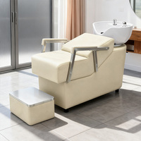 Fauteuil de lavage pour salon de coiffure avec bac en céramique de haute qualité, lit de salon confortable et mobilier de salon doux avec cuvette