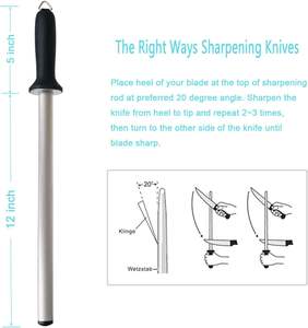 Tige de rodage ovale en diamant pour usage quotidien, aiguiseur de couteaux de boucher en acier, tige d'affûtage - Product Image 4