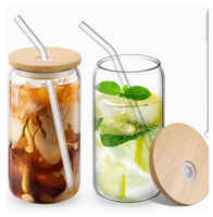 Ensemble de 8 pailles en verre pour verres à smoothie de 500 ml, compatibles micro-ondes et lave-vaisselle, réutilisables pour café glacé, cocktails, sodas, bières