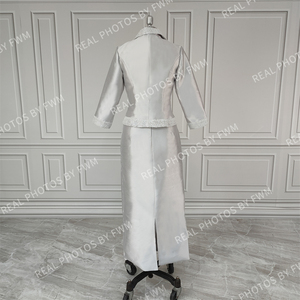15522 # vraies photos deux pièces mère de la mariée robes de marié costumes mariage invité porter des perles Vintage robe de soirée formelle - Product Image 3