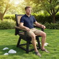 Chaise de salle à manger pivotante d'extérieur en PEHD, résistante aux intempéries, avec dossier tressé moderne, fauteuil de jardin écologique pour terrasse, bord de piscine, salon, parc