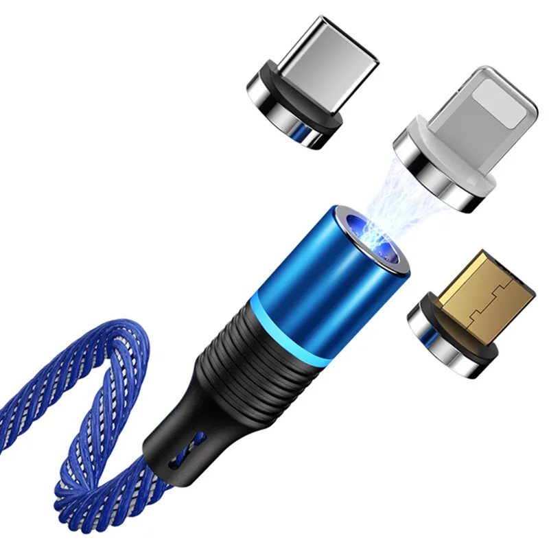 Cafele最新LEDQC3.0 iPhone用磁気USBケーブルMicroUSBケーブルタイプC Samsung XiaomiHuawei用編組ケーブル充電器