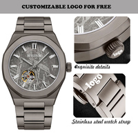 Montre mécanique de luxe pour homme avec logo personnalisé, tourbillon, cadran lumineux, automatique, petit cadran, bracelet en acier inoxydable de 22 mm, montre-bracelet pour homme