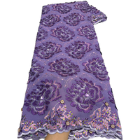 NI.AI Nigeria Tissus en voile de haute qualité, Tissu en coton avec dentelle suisse appliquée, Tissus en dentelle de coton africaine à motifs pour mariage