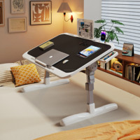 Escritorio Plegable con Cajón, Mesa Pequeña para Sala de Estar, Estudio, Escritorio para Portátil, Mesa de Noche Móvil para Computadora, Ecológica, Color Personalizado, MDF