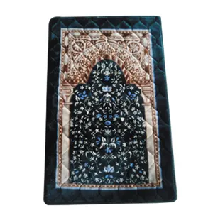 Wholesale factory supplier new design quality Islamic printed Raschel prayer mat quilted cotton with fringes 70x110cm