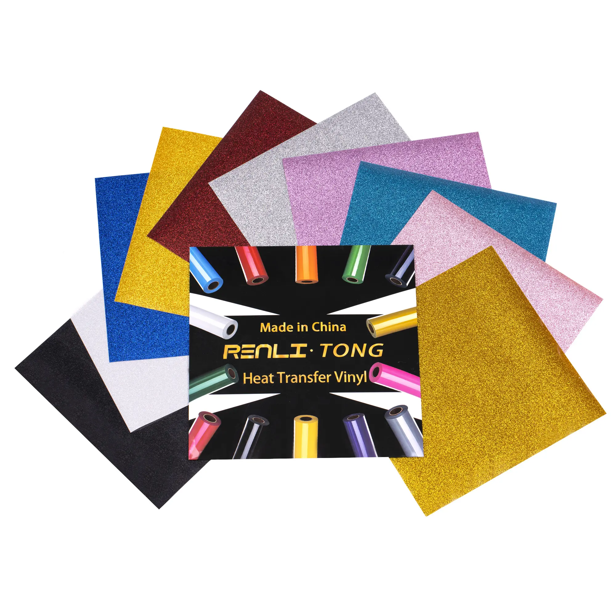 Guangyintong चीन कारखाने की आपूर्ति करने के लिए आसान खरपतवार 10 रंग 12 इंच x 12 इंच पु चमक गर्मी हस्तांतरण Vinyl शीट कपड़ों के लिए