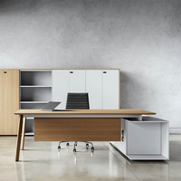 Bureau de direction moderne en panneaux de bois 160cm 180cm 200cm, bureau de direction en L avec tiroir à serrure à code