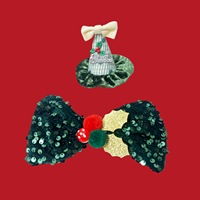 Accessoires de Noël pour animaux de compagnie, nœud papillon et chapeau en velours à paillettes, accessoires de costume de Noël pour chien et chat pour la décoration de fête de Noël