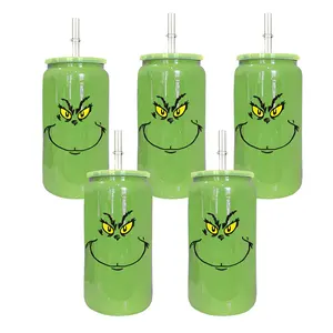 The Grinch Grinning Face 40 oz Green Stainless Steel Tumbler with Handle