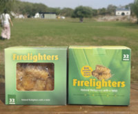 Allume-feu en laine de bois naturel à éclairage rapide pour camping en plein air, barbecue, charbon de bois organique, 32 pièces/boîte