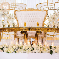 Table de Repas de Luxe pour Événement, Moderne en Demi-Lune Forme en S, Serpentine Ronde en Acier Inoxydable avec Plateau Blanc, 1 Pièce