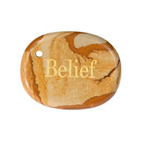 Pendentif en pierre de palmier en cristal naturel, forme ellipse, poli à la main, accessoires de collier DIY, lettrage anglais perforé