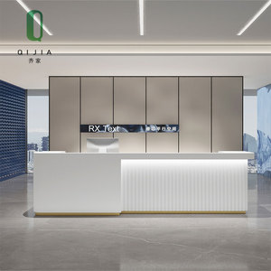 Mostrador de recepción de empresa minimalista moderno con luz LED, Bar de oficina pintado, tienda de ropa, centro comercial, cajero de Hotel - Product Image 4