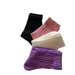Women's Mid Calf <b>Socks</b> Solid Color Cotton Breathable Casual Summer Style White <b>Black</b> Pink Purple - Product Image 5