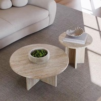 Meubles de salon modernes de luxe, table basse en travertin, ensemble de tables basses en pierre naturelle, meubles de maison durables avec rangement