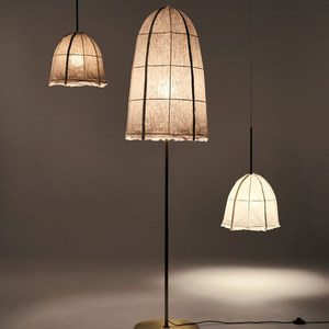 โคมไฟเพดานผ้าลินิน E27 LED ทรงกลมสีดำ สำหรับร้านค้า แสงสว่างแบบถนอมสายตา - Product Image 1
