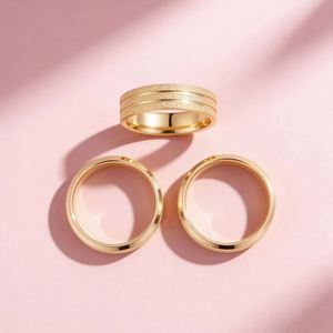 펑크 도매 저렴한 4mm 6mm 금색 텅스텐 카바이드 반지 베벨 폴리싱 엣지 더블 그루브 웨딩 링 밴드 - Product Image 2