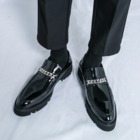 Chaussures Richelieu Homme en Cuir PU à Enfiler, Rehaussantes, Confortables et Souples, Idéales pour Mariages et Soirées