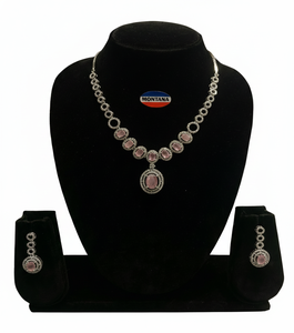 Stylish AD Necklace <b>Jewelry</b> <b>Set</b> with Rhodium Plating and Pearl Accents <b>for</b> Modern <b>Women</b> Ideal <b>for</b> Fashion <b>Jewelry</b> Gifts Weddings - Product Image 1