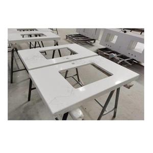 Ivory Solid Surface <strong>Quartz</strong> Kitchen <strong>Countertops</strong> with <strong>Brown</strong> <strong>Vein</strong> Design 3/4inch Thickness Modern Eco-Friendly Non-Toxic - Product Image 3