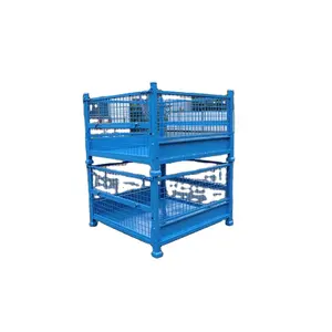 Heavy Duty Galvanized Powder Coating Foldable Collapsible Wire Basket Stillage Cage Pallet Cage