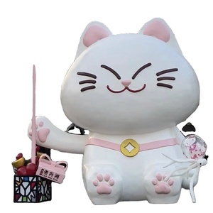 Escultura de Gato de Fibra de Vidrio Personalizada por Fabricantes, Simulación de Animal de Dibujos Animados, Forma de Animal de Dibujos Animados - Product Image 1