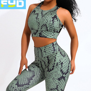 Custom <strong>Snake</strong> <strong>Print</strong> <strong>Leggings</strong> 2 Piece Plus Size XS Yoga Set Women's Sexy Solid Fitness Clothing Wholesale Yoga Clothing for Women - Product Image 1