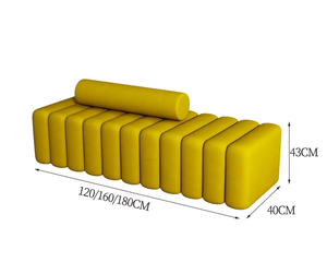 Panca Lunga Moderna Wallybeauty, Sgabello Creativo per Salone di Bellezza, Reception, Sala d'Attesa, Hotel, Appartamento, Set Divano in Tessuto - Product Image 6