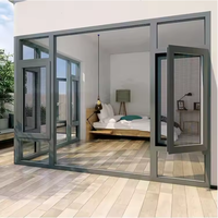 Ventanas Abatibles de Aluminio con Doble Acristalamiento y Marco de Acero, Diseño Insonorizado y Resistente a Huracanes, Estilo Francés, Precio al por Mayor
