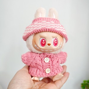 Ropa para Muñecas de Vinilo de 17 cm, Color Macaron Rosa Verde, Suéter y Gorro al por Mayor, Conjunto de 2 Piezas, Versión Q, Conjunto de Ropa Linda - Product Image 3