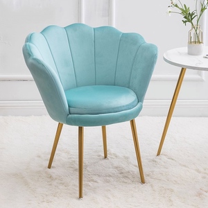 Cadeira de Jantar Nórdica Moderna de Luxo, Sofá, Cadeira de Veludo para Sala de Estar e Casa com Detalhe de Flor, Poltrona de Veludo Floral com Estrutura Metálica - Product Image 6