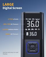 Compresseur d'air portable sans fil 150 PSI avec arrêt automatique, gonfleur de pneus et lumière LED pour voitures, motos, vélos et gonflables bleus