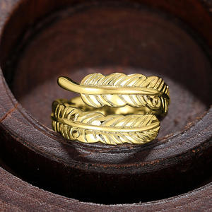 T0361 Anello con Piuma in Acciaio Inossidabile, Stile Bohémien, Regalo Unisex, Anelli alla Moda - Product Image 6