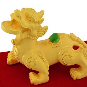 Feng Shui Ornements Chinois 24K Or Pi Xiu Richesse <span class=keywords><strong>Statue</strong></span> Décor Figurines Animaux Pixiu <span class=keywords><strong>Statue</strong></span> Sculpture Pi Yao Décoration