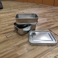 Boîte à lunch double couche en acier inoxydable 304, étanche, boîte bento scellée, récipient alimentaire portable pour l'école, le bureau, l'extérieur