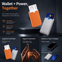 QSF dompet magnetik tipis, Power Bank 5000mah PD 20W pengisian cepat nirkabel 15w paket baterai portabel dengan tempat kartu usb-coutput