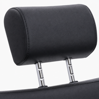 Fauteuil de Barbier Moderne en Similicuir Noir et Or, Inclinable Hydrauliquement, avec Appui-tête, Pivotant à 360°, Chaise de Salon de Coiffure Réglable en Hauteur