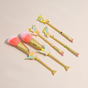 5pcs Set Kuas Makeup Vivid Tinker <span class=keywords><strong>Bell</strong></span> Kuas Makeup Emas Tinker <span class=keywords><strong>Bell</strong></span> yang Lucu Kuas Eyeshadow untuk Hadiah Anak Perempuan - Product Image 4