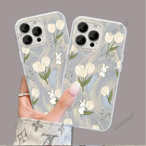 Funda Transparente para Teléfono Móvil con Diseño de Conejito y Tulipán de Dibujos Animados, con Hilo de Pluma, Resistente a Impactos, Pintada, con 16 Orificios Grandes - Product Image 4