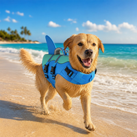 Gilet de sauvetage pour animaux de compagnie Shark Fin, bleu rose, sangles à boucle réglables, pour la natation